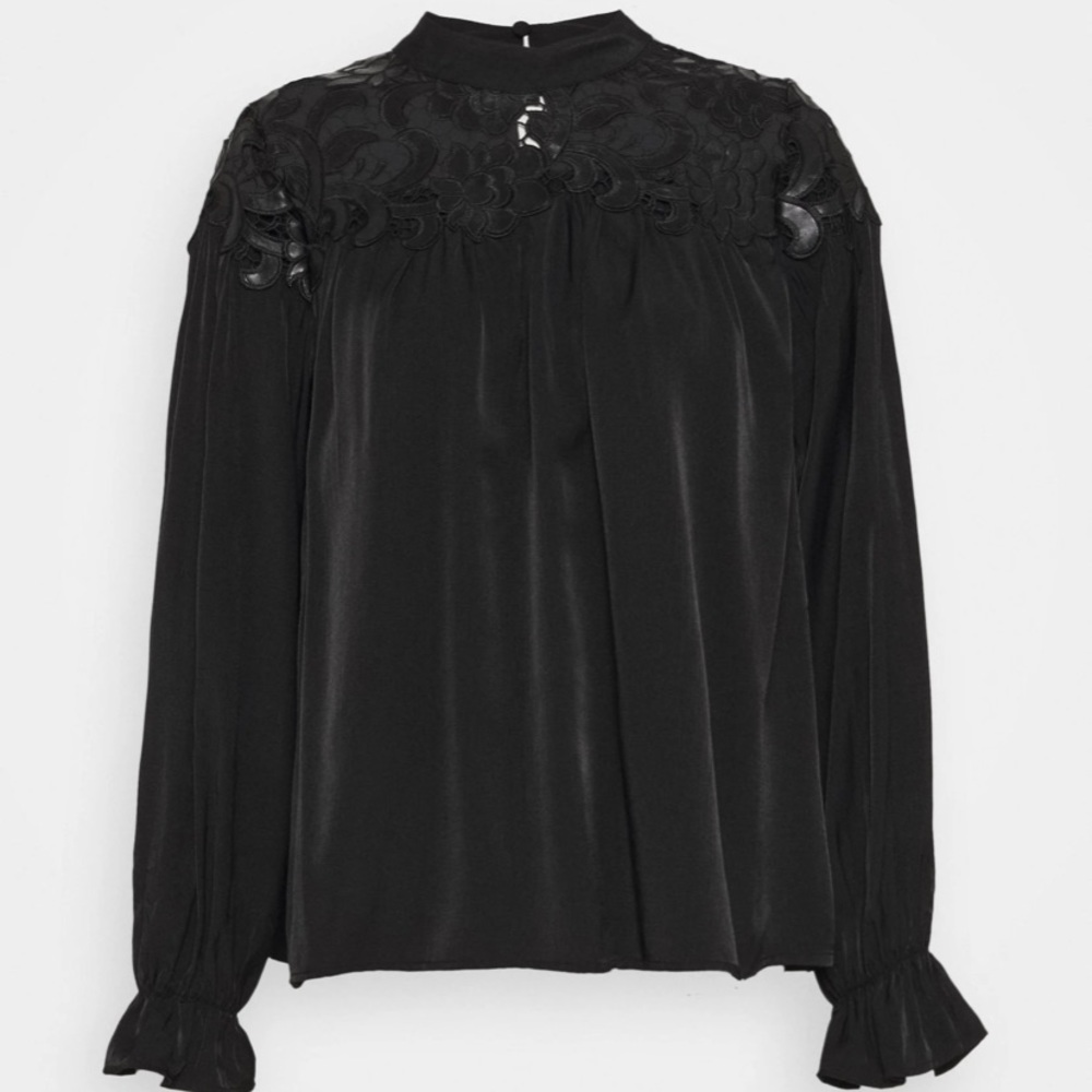PU Leather appliqué Blouse